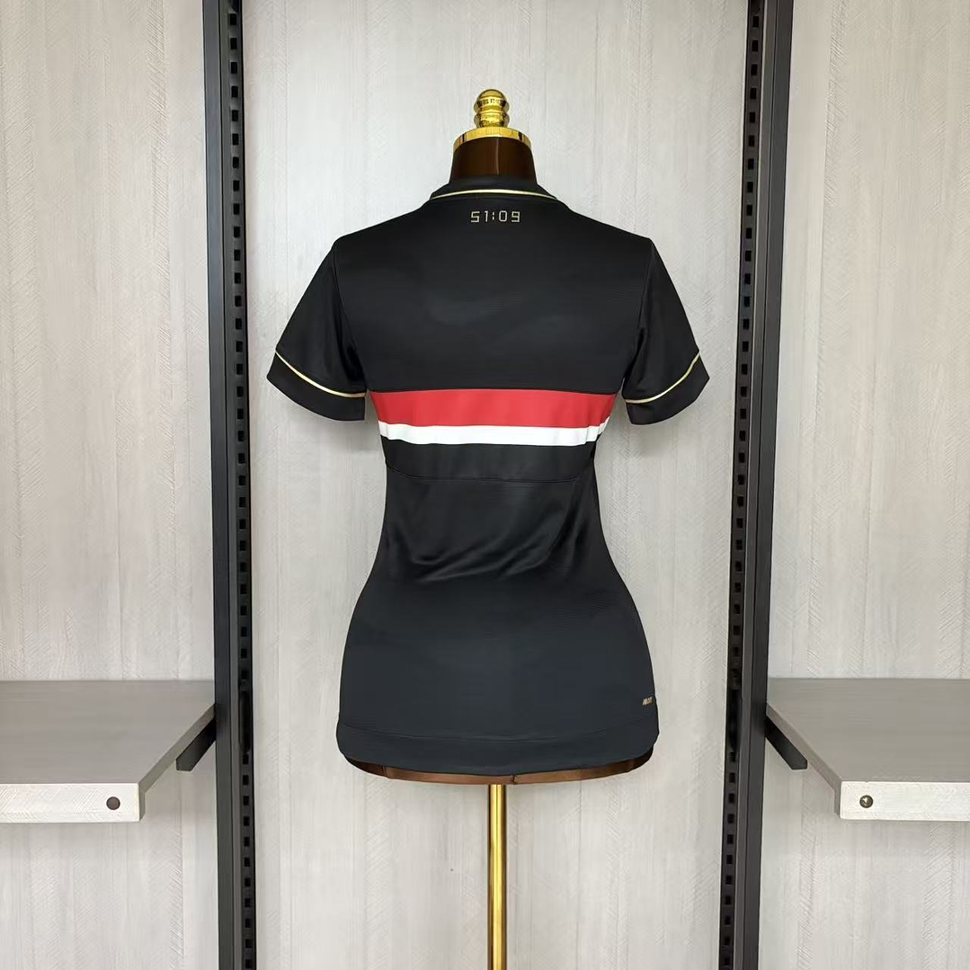 Camisa Comemorativa Spfc 2025 feminina - São Paulo preta  2
