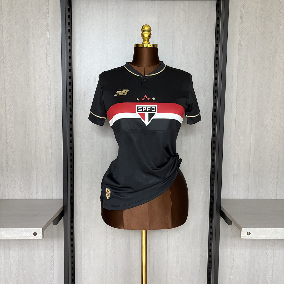 Camisa Comemorativa Spfc 2025 feminina - São Paulo preta  1