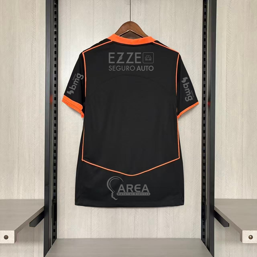 CAMISA CORINTHIANS 25/26 - camisa 3 - preta e laranja com todos patrocinios 2