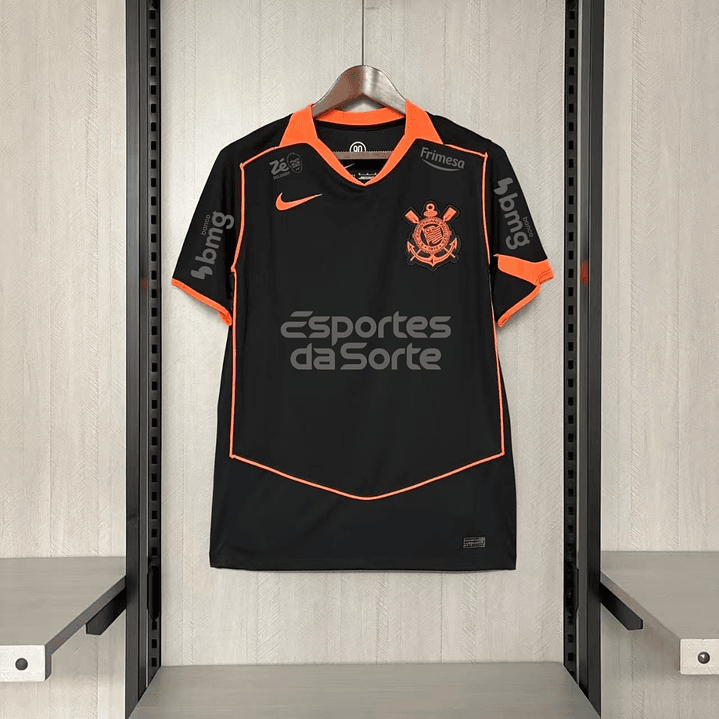 CAMISA CORINTHIANS 25/26 - camisa 3 - preta e laranja com todos patrocinios 1