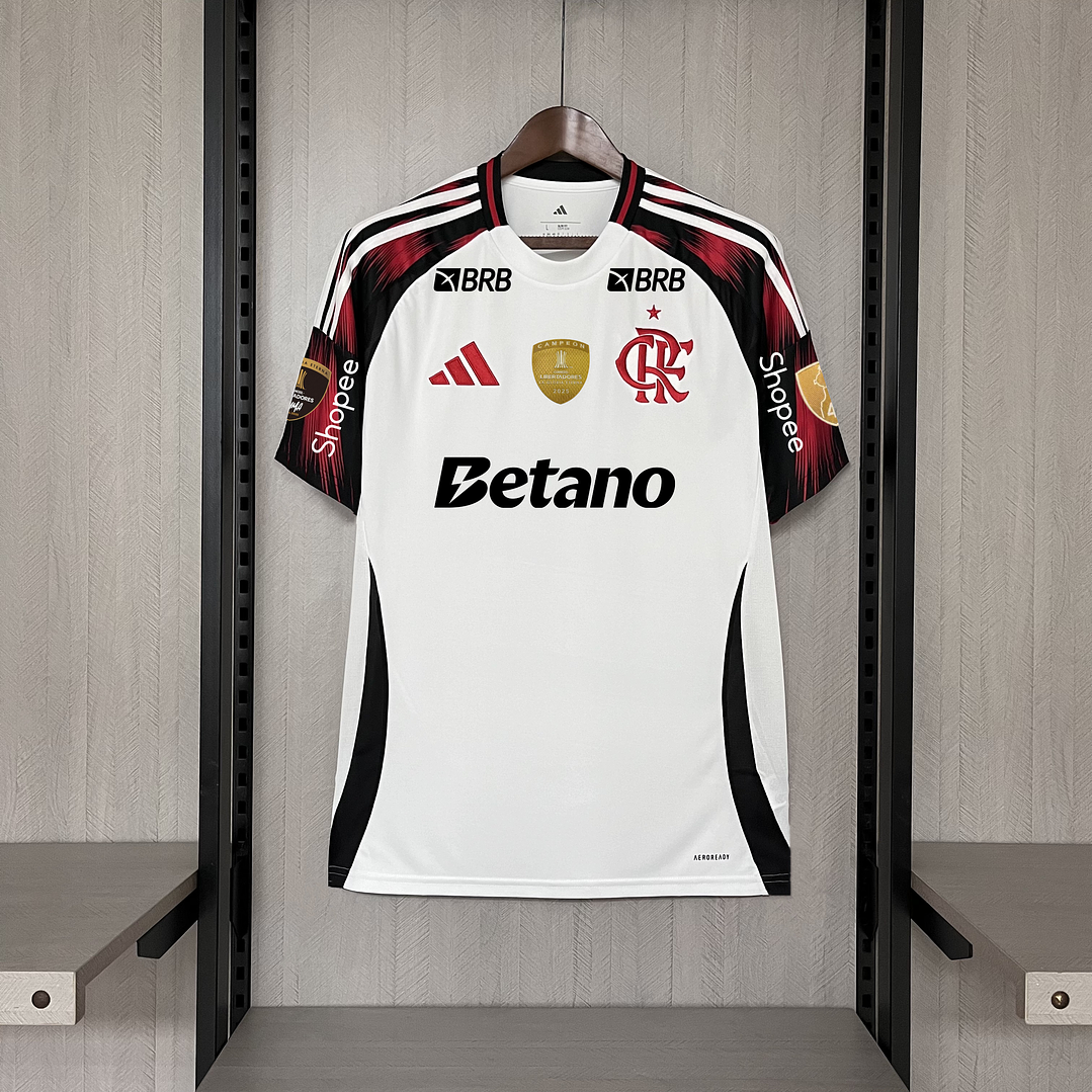 Camisa Flamengo 25/26 - TETRACAMPEÃO - branca - todos patrocinios e patchs 2