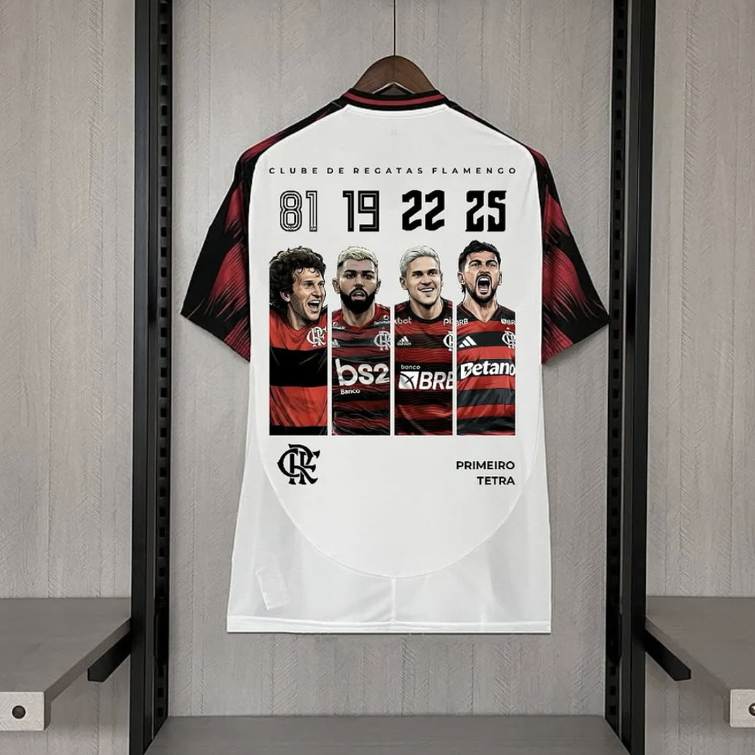 Camisa Flamengo 25/26 - TETRACAMPEÃO - branca - todos patrocinios e patchs 1