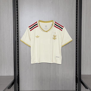 BLUSINHA CURTA FLAMENGO FEMININA  3 - BRANCA E DOURADA - 25/26 