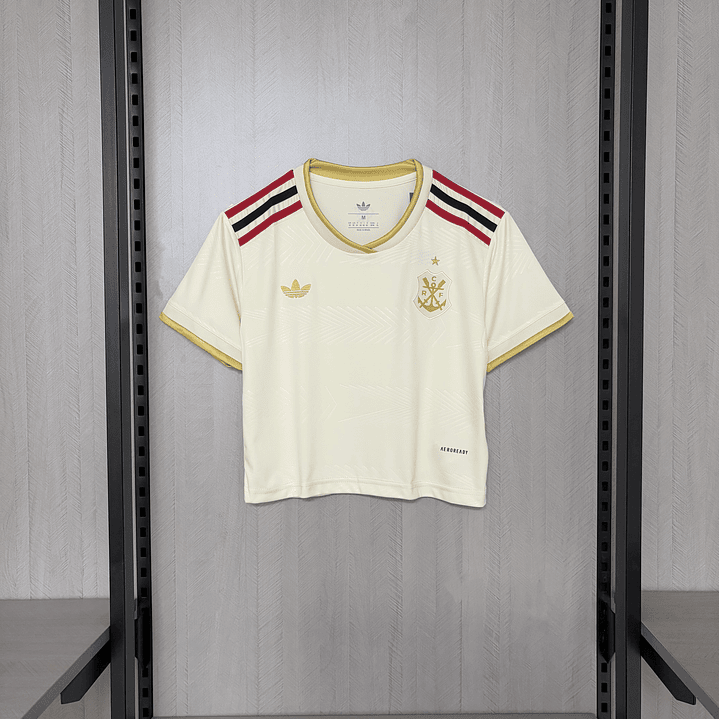 BLUSINHA CURTA FLAMENGO FEMININA  3 - BRANCA E DOURADA - 25/26  1