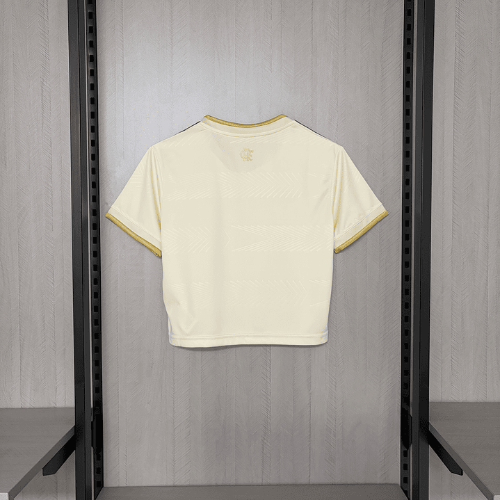 BLUSINHA CURTA FLAMENGO FEMININA  3 - BRANCA E DOURADA - 25/26  2