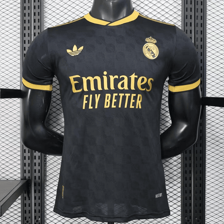 🖤✨ Player Version 25/26 Real Madrid Black with Gold Trim Jersey 1