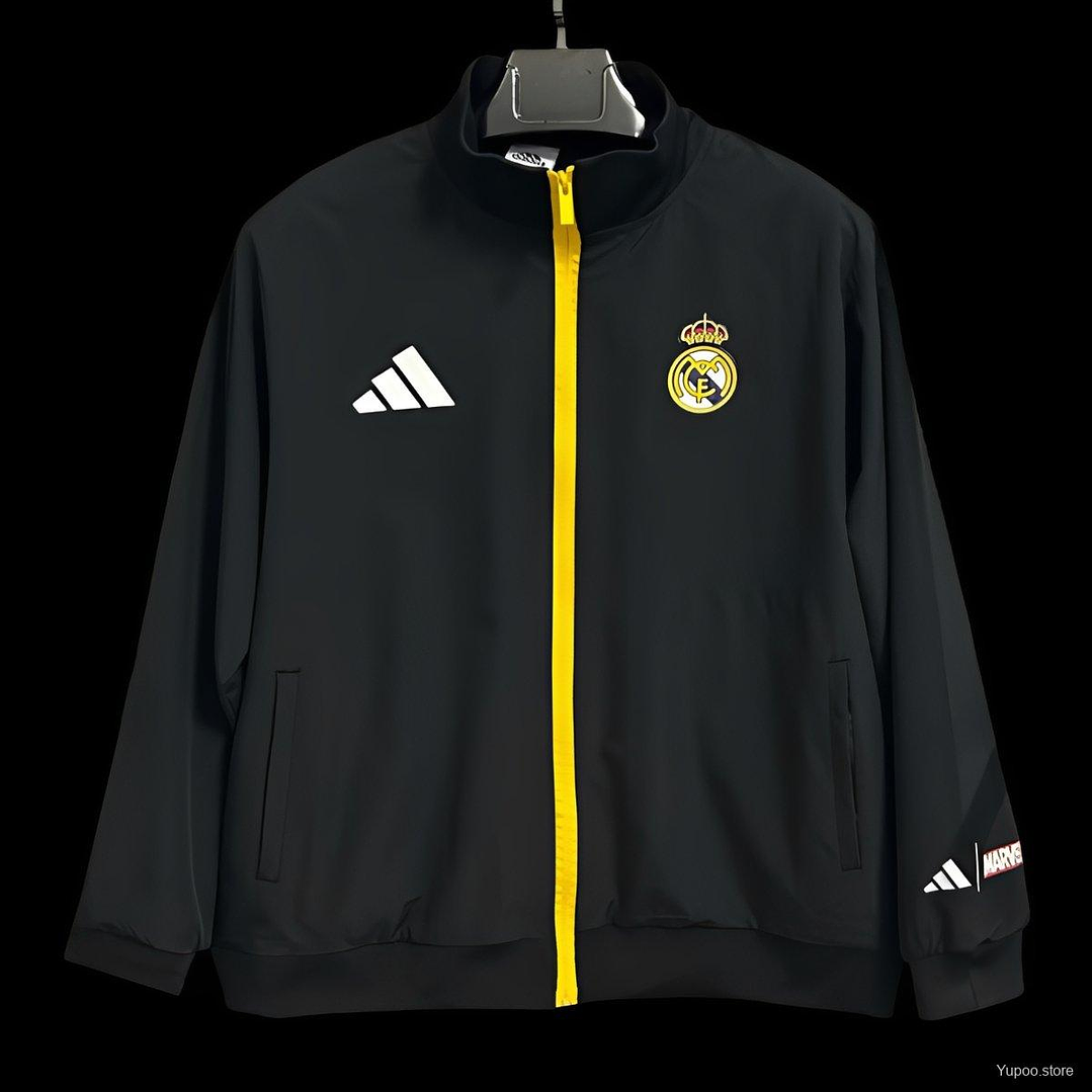 25/26 Real Madrid Marvel Black Full Zipper Windbreaker 1