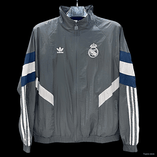 🖤⚡ 25/26 Real Madrid Grey Full Zipper Windbreaker