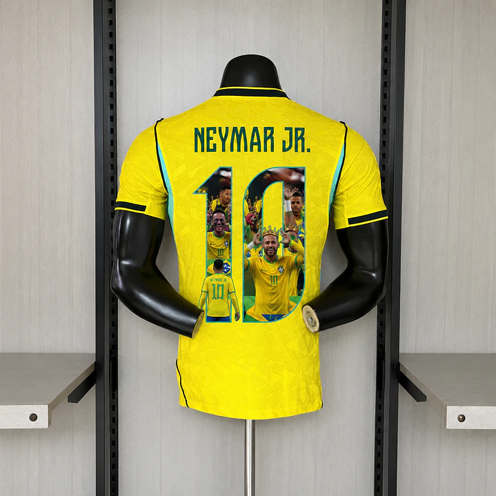 CAMISA SELEÇÃO BRASILEIRA 26/27 - NEYMAR 10 - COLORIDA - versão jogador (SLIM FIT) - detalhe bandeira  1