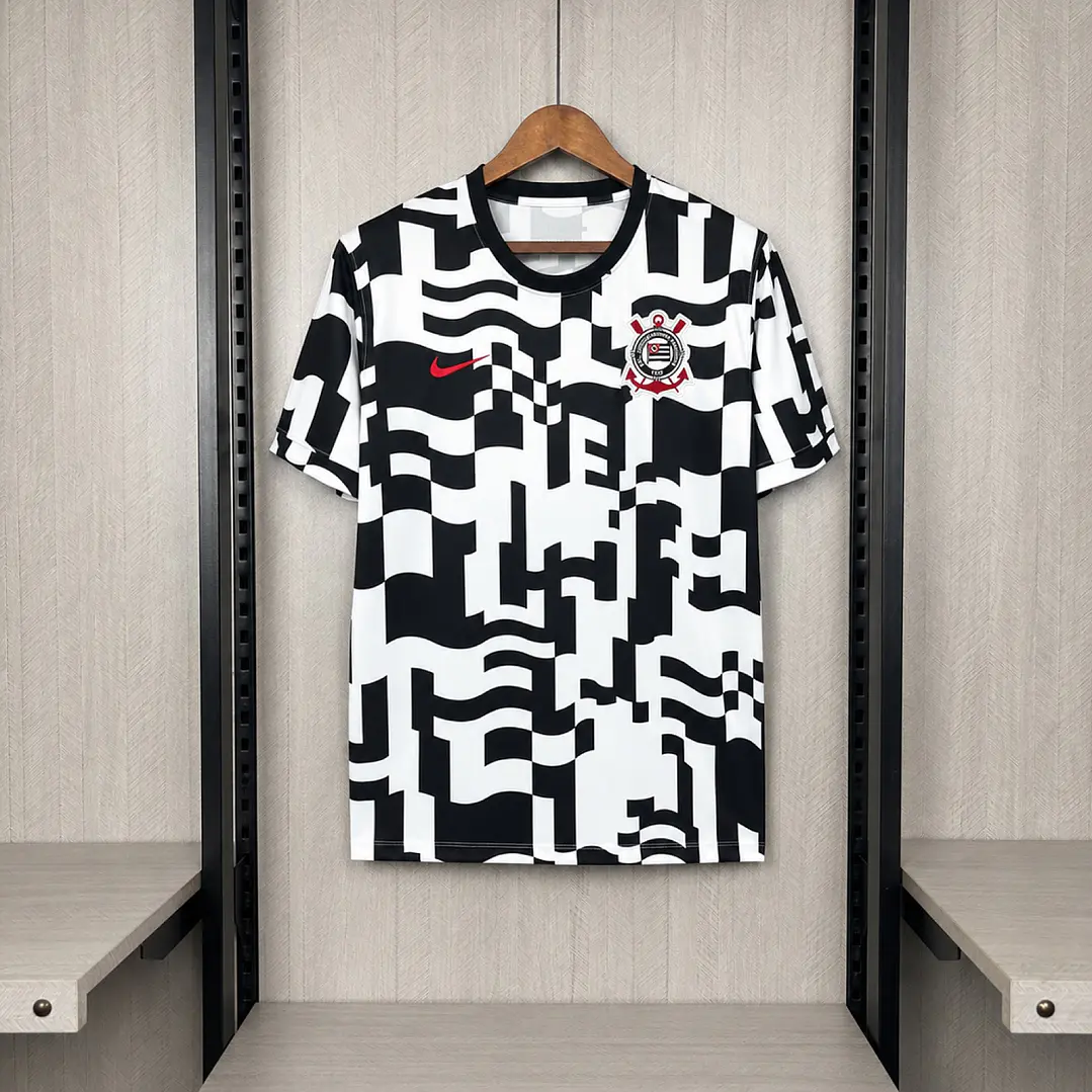 CAMISA CORINTHIANS PRÉ-JOGO 26/27 - Preta e Branca 1