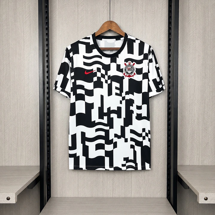 CAMISA CORINTHIANS PRÉ-JOGO 26/27 - Preta e Branca 1