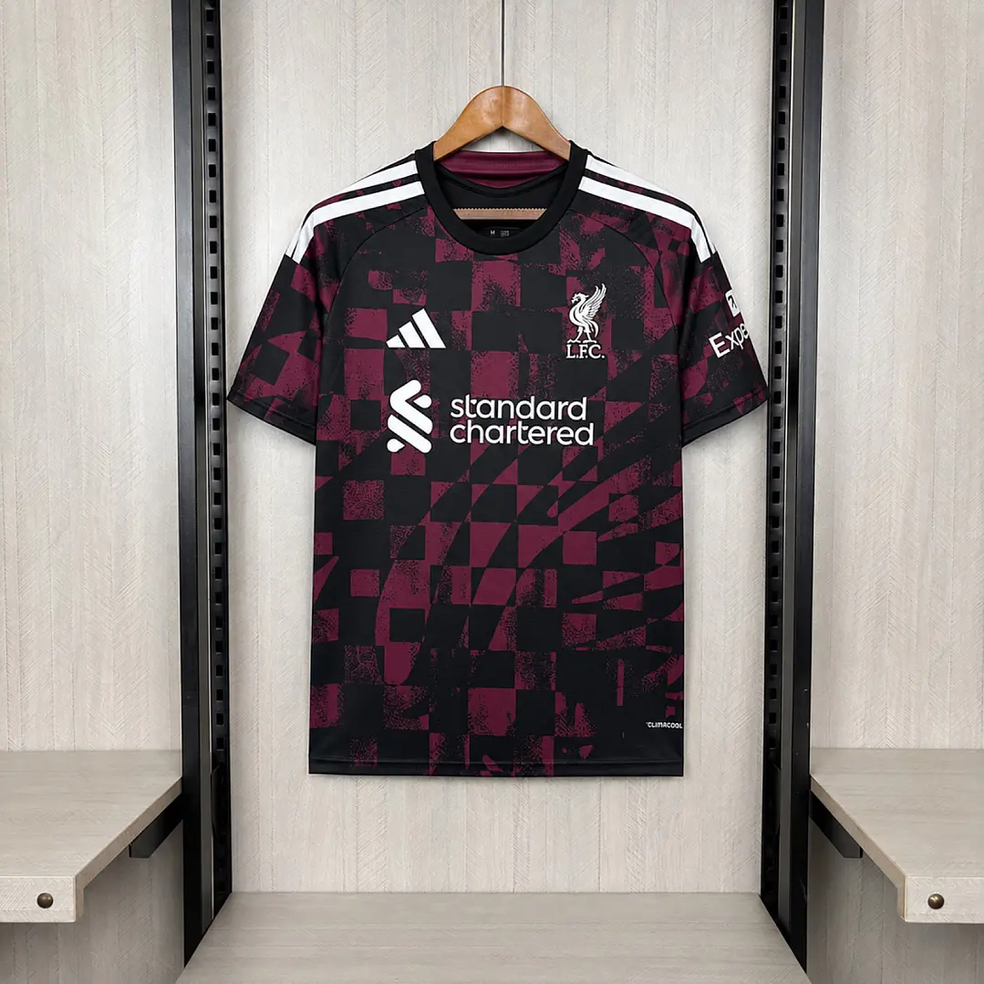 CAMISA LIVERPOOL 26/27 TERCEIRA - Preta e Grená Xadrez 1