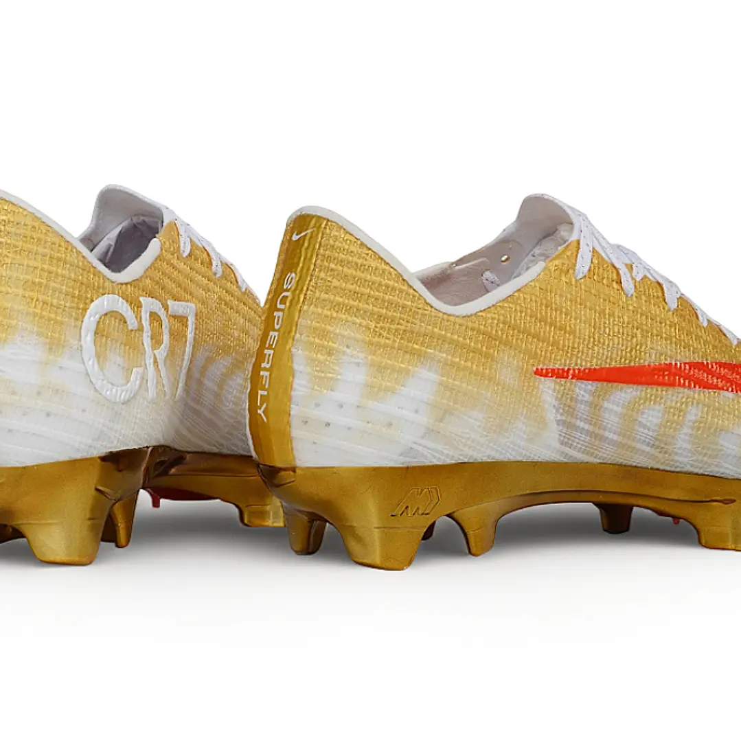 Chuteira Nike Air Zoom Mercurial Vapor 17 Elite FG - Dourado e Vermelho CR7 2