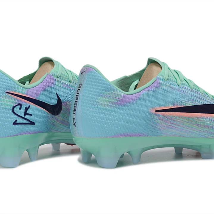 Chuteira Nike Air Zoom Mercurial Superfly XI Elite FG - Verde-Água e Roxo Iridescente 5