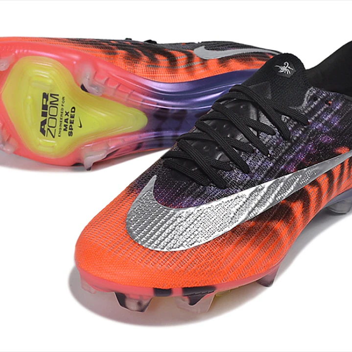 Chuteira Nike Air Zoom Mercurial Vapor 17 Elite FG - Laranja, Azul e Prata 4