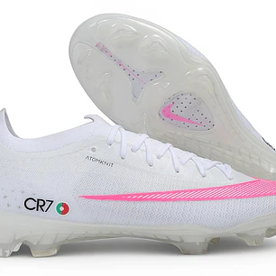Chuteira Nike Mercurial Vapor 17 Elite SE FG - Branco e Rosa CR7