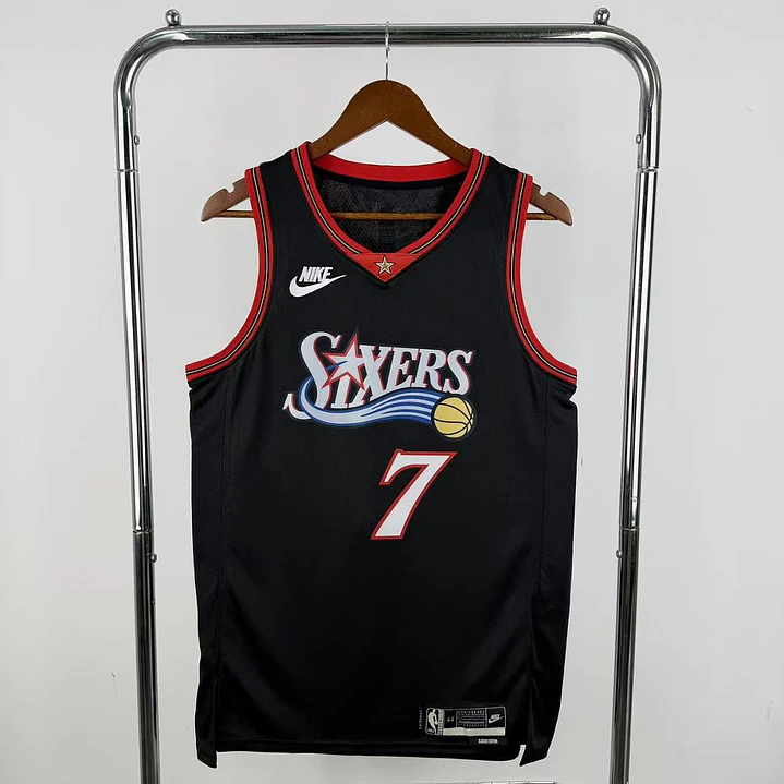 Camisa NBA Philadelphia 76ers Retrô Preta - Brown Nº7 1