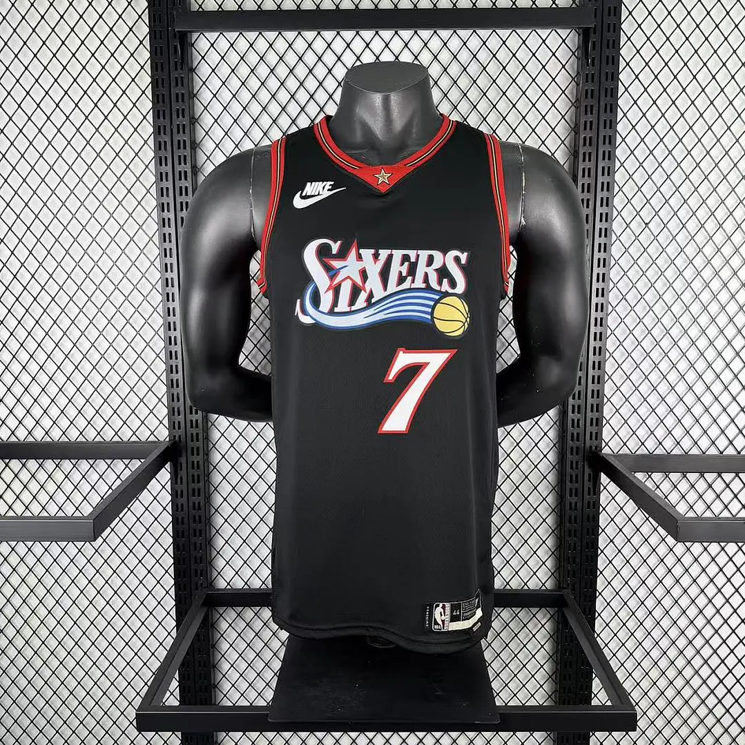 Camisa NBA Philadelphia 76ers Retrô Preta - Brown Nº7 2
