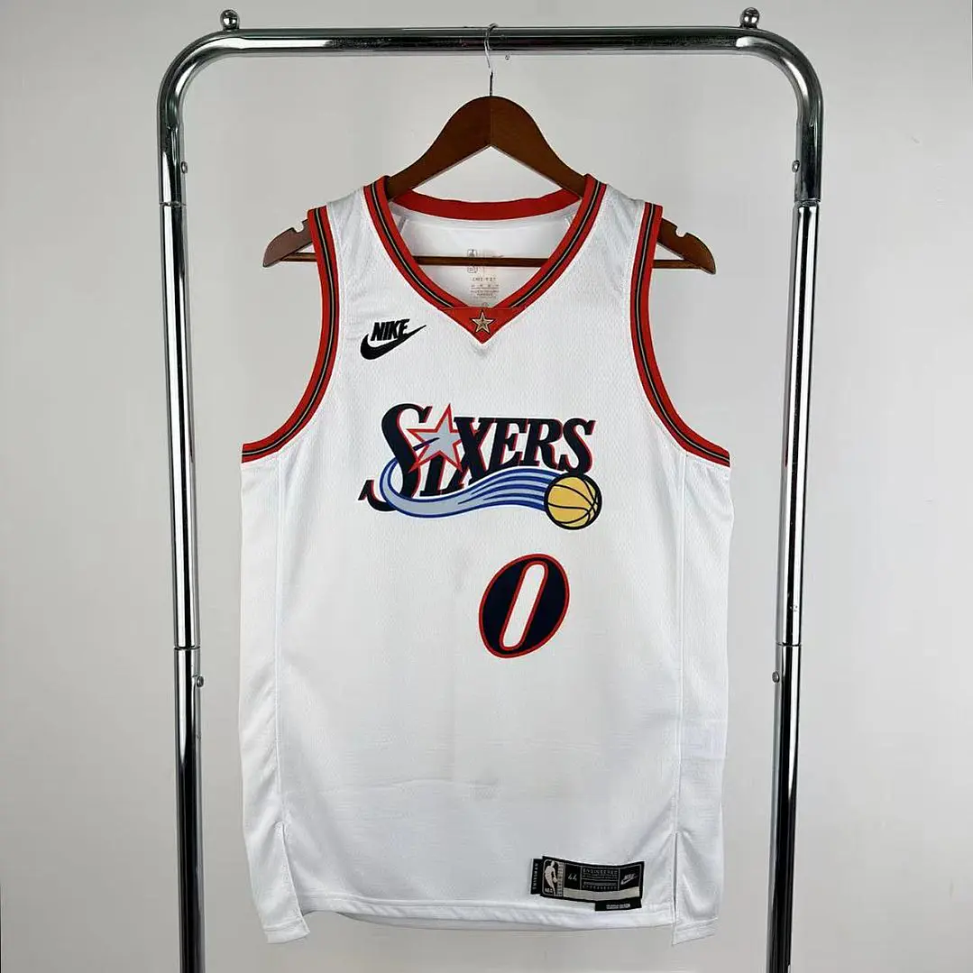 Camisa NBA Philadelphia 76ers Retrô Branca - Maxey Nº0 1