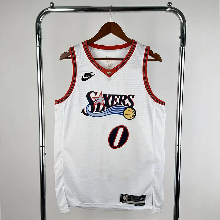 Camisa NBA Philadelphia 76ers Retrô Branca - Maxey Nº0 1