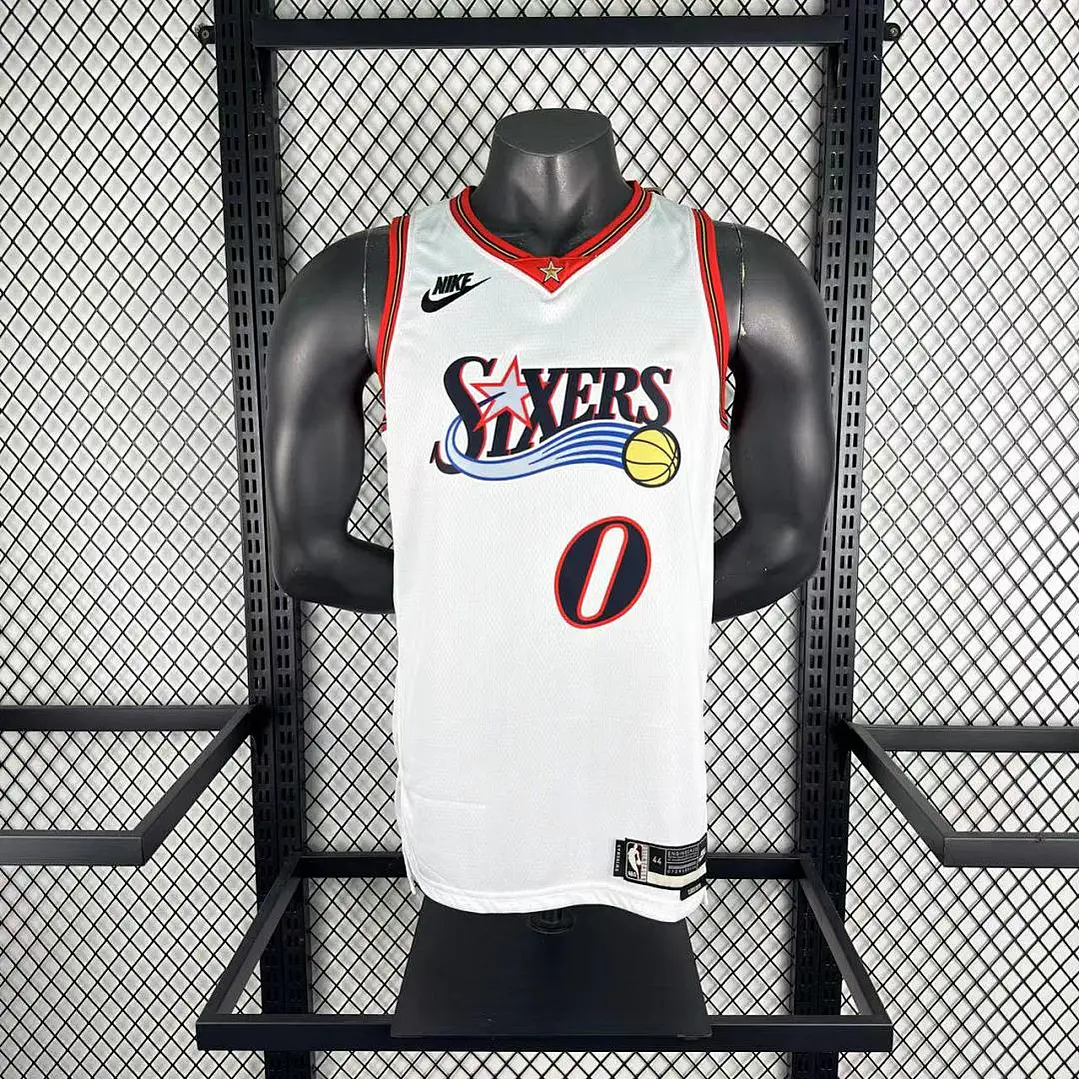 Camisa NBA Philadelphia 76ers Retrô Branca - Maxey Nº0 2