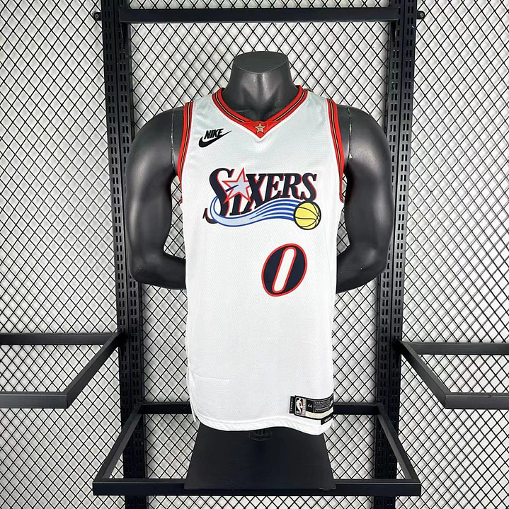 Camisa NBA Philadelphia 76ers Retrô Branca - Maxey Nº0 2