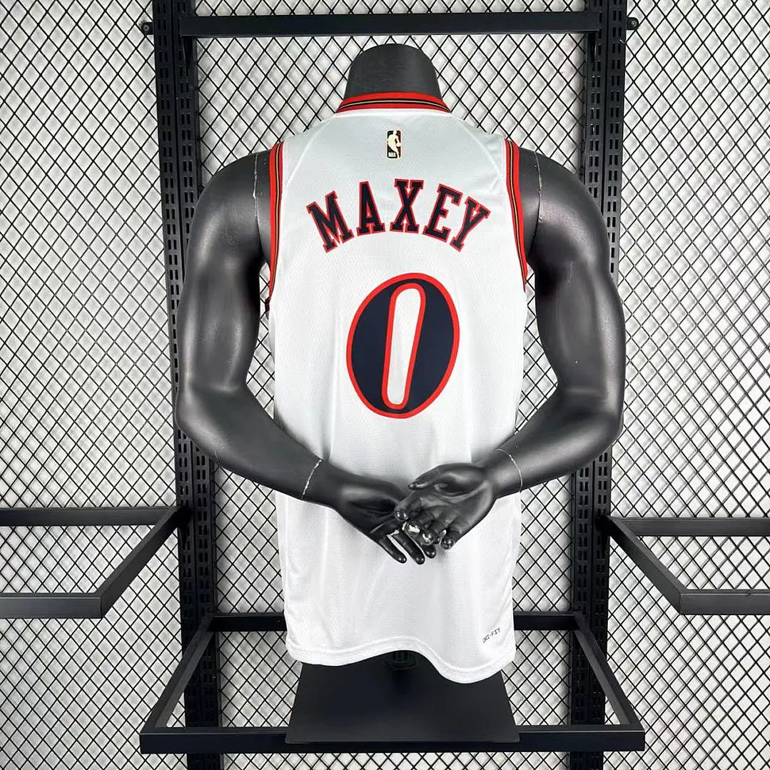 Camisa NBA Philadelphia 76ers Retrô Branca - Maxey Nº0 3