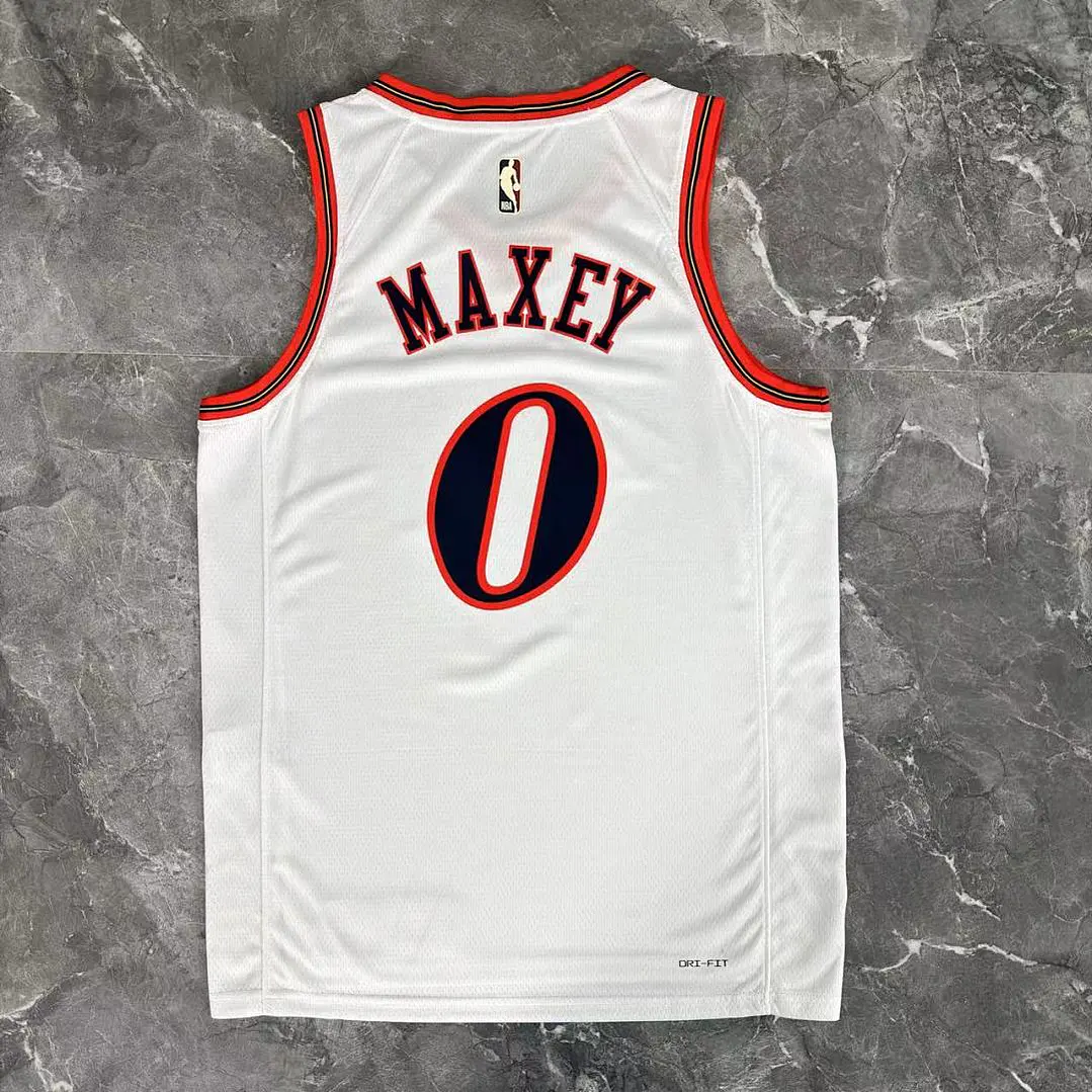 Camisa NBA Philadelphia 76ers Retrô Branca - Maxey Nº0 4