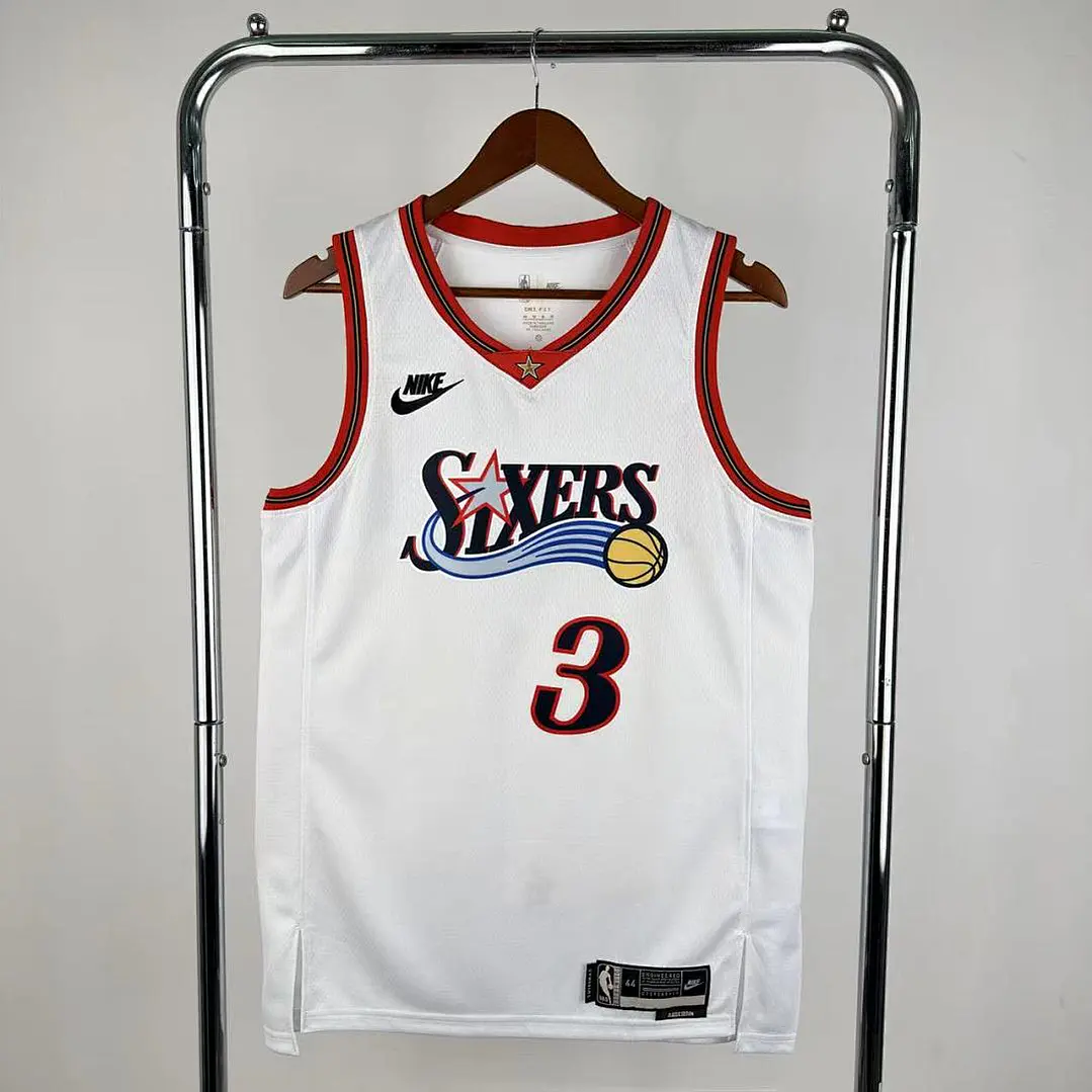 Camisa NBA Philadelphia 76ers Retrô Branca - Iverson Nº3 1