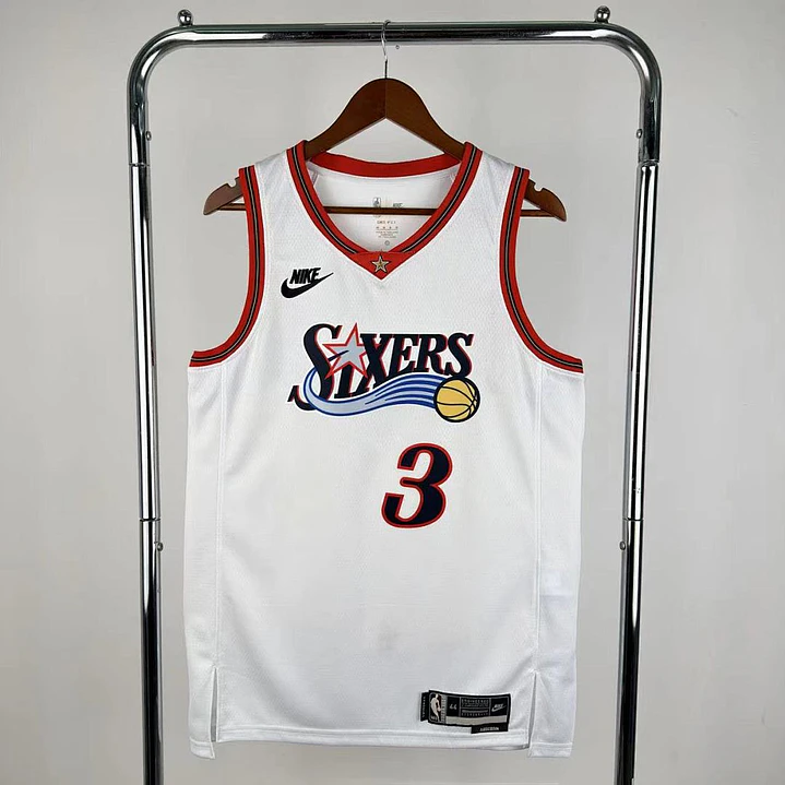 Camisa NBA Philadelphia 76ers Retrô Branca - Iverson Nº3 1