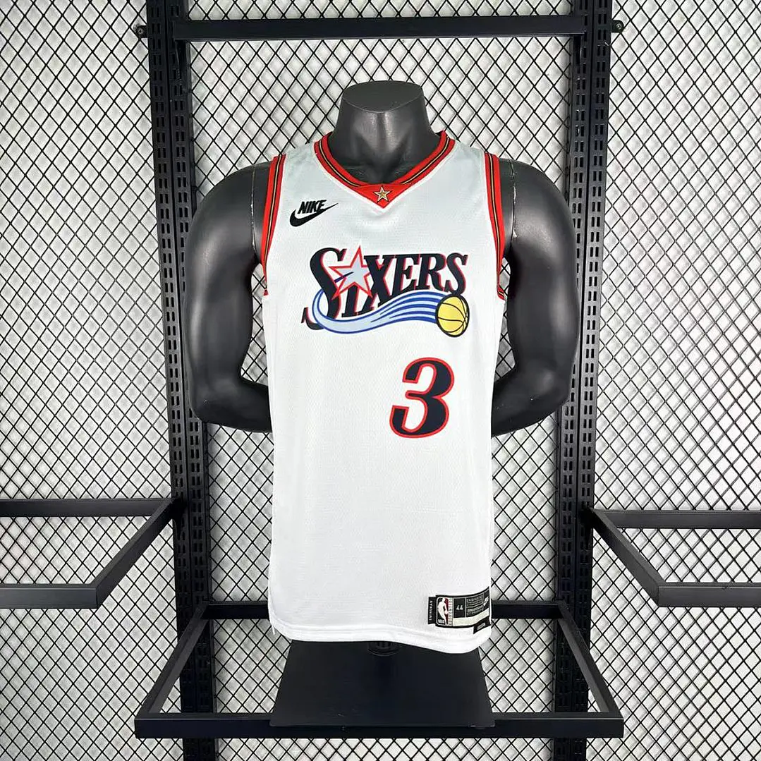 Camisa NBA Philadelphia 76ers Retrô Branca - Iverson Nº3 2