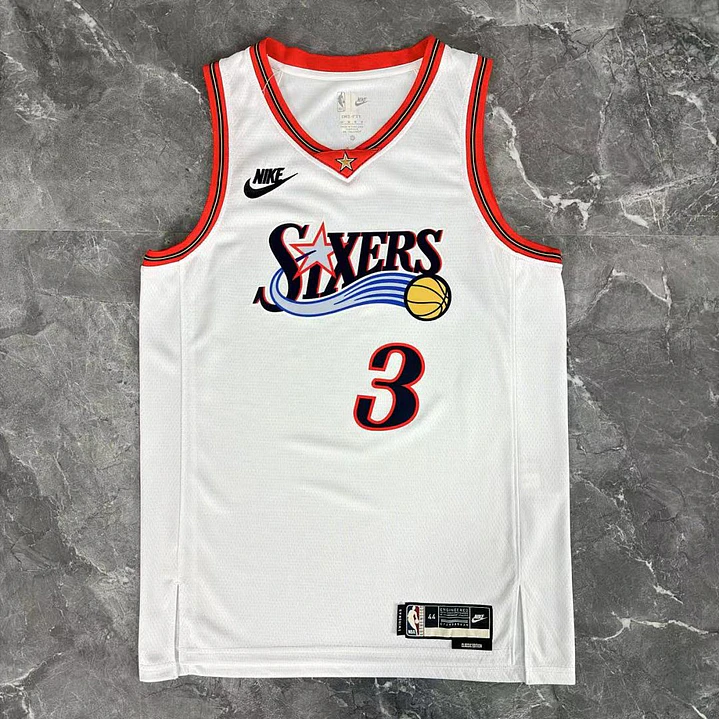 Camisa NBA Philadelphia 76ers Retrô Branca - Iverson Nº3 4