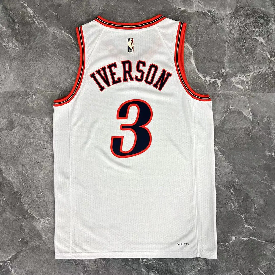 Camisa NBA Philadelphia 76ers Retrô Branca - Iverson Nº3 5