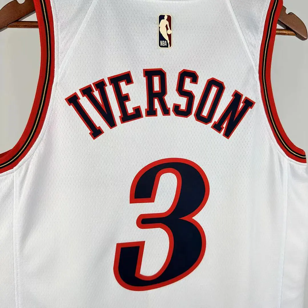 Camisa NBA Philadelphia 76ers Retrô Branca - Iverson Nº3 6
