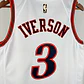 Camisa NBA Philadelphia 76ers Retrô Branca - Iverson Nº3 - Thumbnail 6