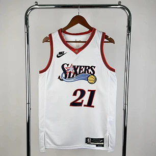 Camisa NBA Philadelphia 76ers Retrô Branca - Embiid Nº21