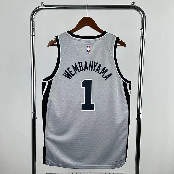 Camisa NBA San Antonio Spurs Edição Limitada Cinza - Wembanyama Nº1 2