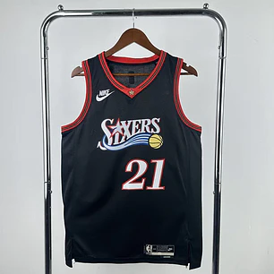 Camisa NBA Philadelphia 76ers Retrô Preta - Embiid Nº21
