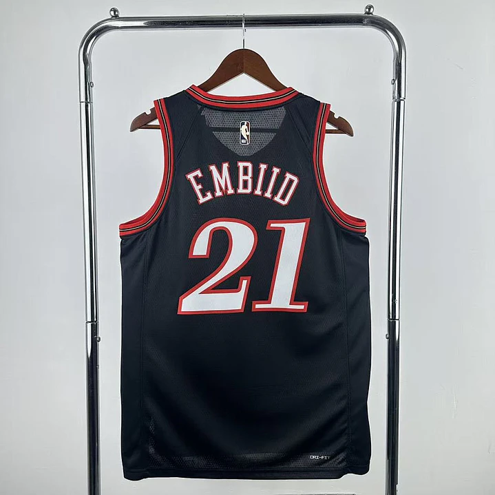 Camisa NBA Philadelphia 76ers Retrô Preta - Embiid Nº21 2