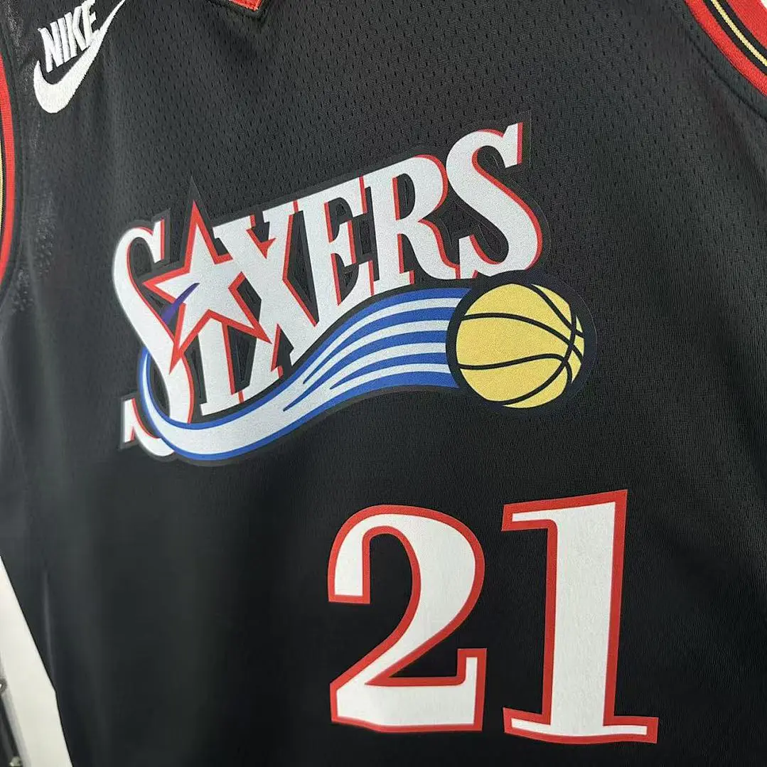 Camisa NBA Philadelphia 76ers Retrô Preta - Embiid Nº21 3