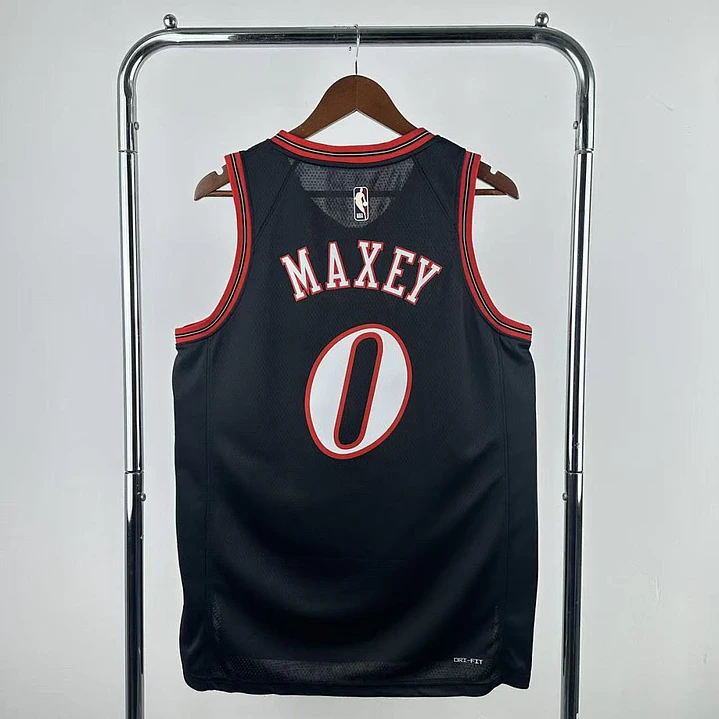 Camisa NBA Philadelphia 76ers Retrô Preta - Maxey Nº0 2