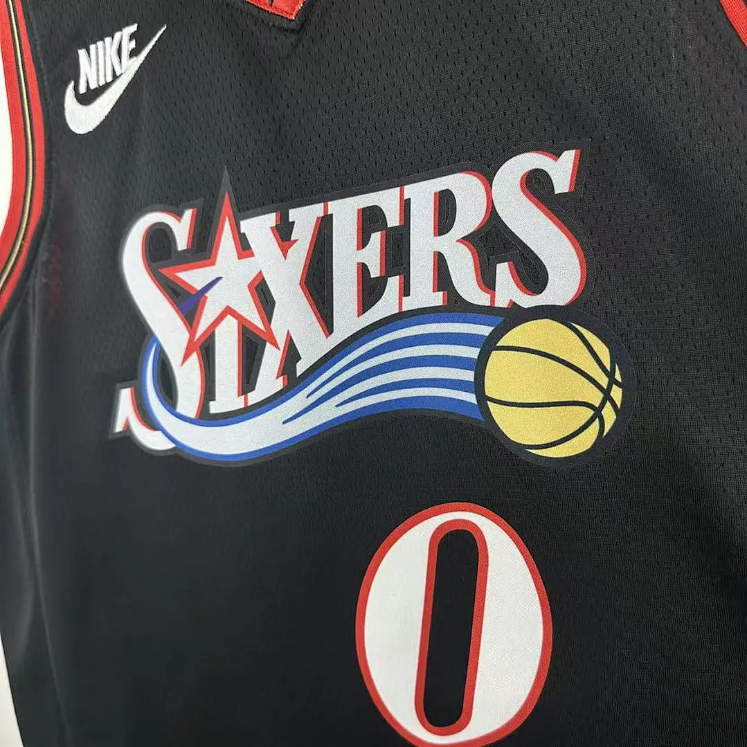Camisa NBA Philadelphia 76ers Retrô Preta - Maxey Nº0 3