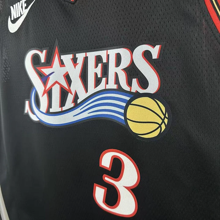 Camisa NBA Philadelphia 76ers Retrô Preta - Iverson Nº3 4