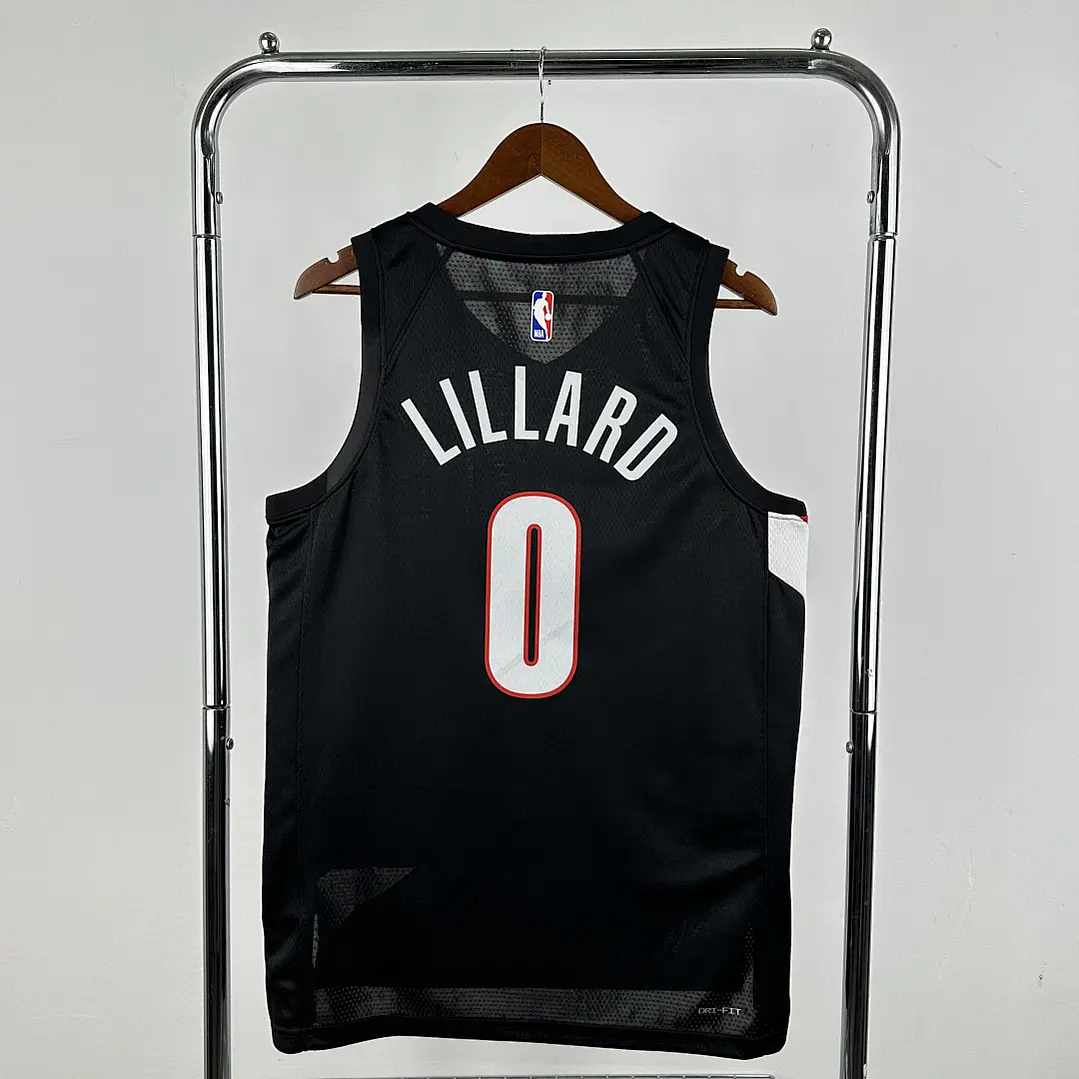 Camisa NBA Portland Trail Blazers Fora Preta - Lillard Nº0 2