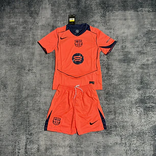 Conjunto Infantil FC Barcelona 25/26 Tercera Equipación - Naranja