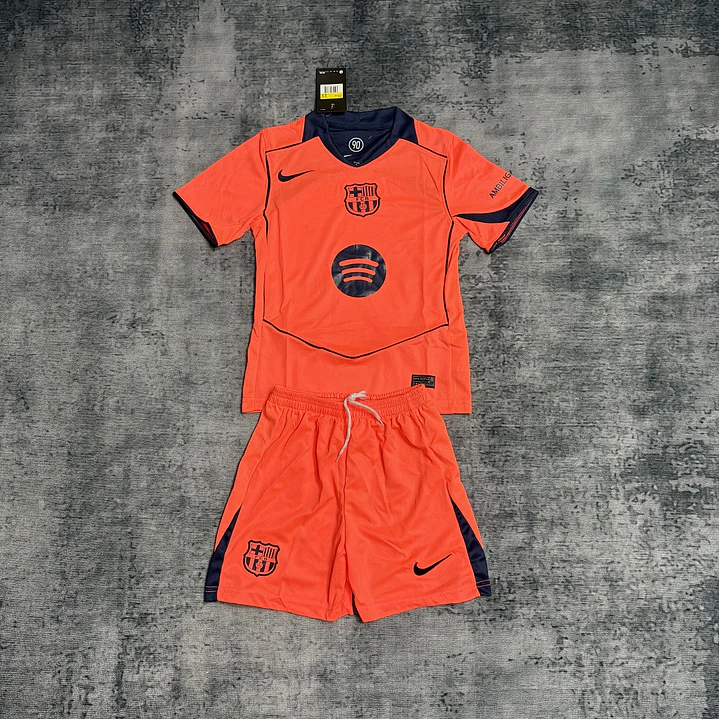 Conjunto Infantil FC Barcelona 25/26 Tercera Equipación - Naranja 1