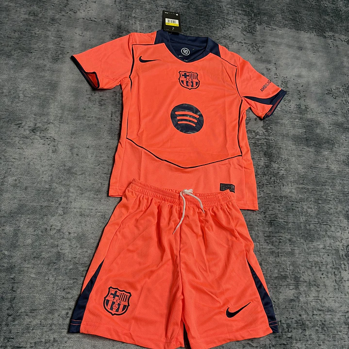 Conjunto Infantil FC Barcelona 25/26 Tercera Equipación - Naranja 3