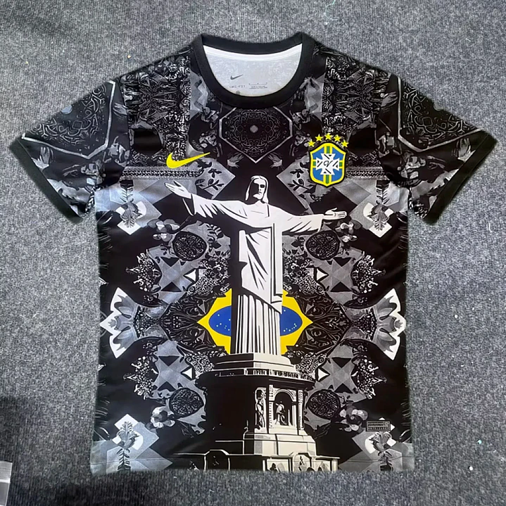 CAMISA SELEÇÃO BRASILEIRA 25/26 - Cristo Redentor - Versão Jogador - Preta 1