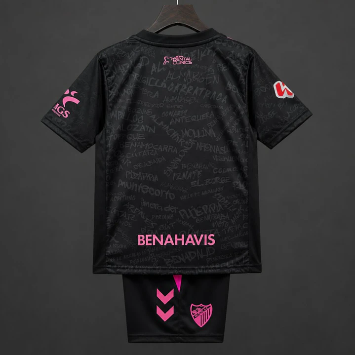 CONJUNTO INFANTIL MÁLAGA CF 26/27 - Terceira Preta e Rosa 2