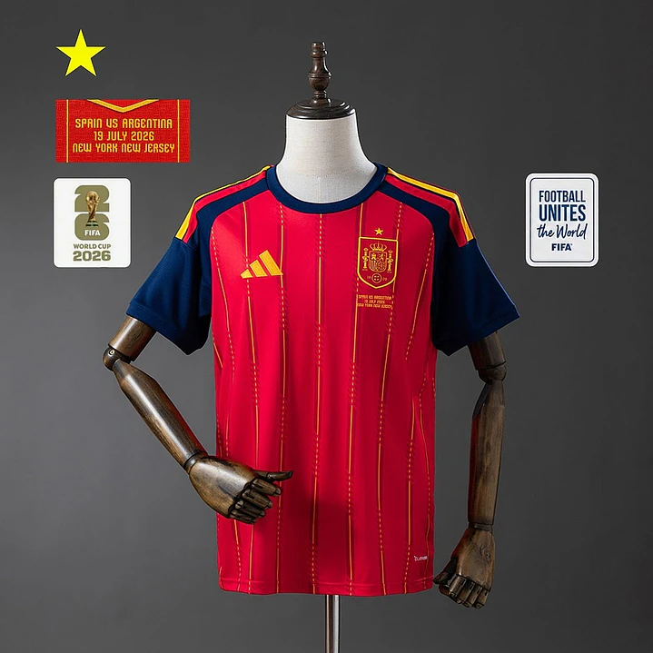 CAMISA ESPANHA 26/27 CASA - EDIÇÃO FINAL COPA DO MUNDO (Espanha x Argentina) 1